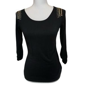 Express Black Lightweight Sweater with Bedazzled Shoulders.  Size S